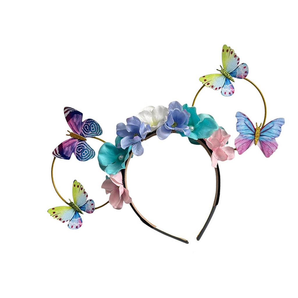 Floral Headbands For Kids And Girls Butterfly Crown Adjustable Flower Hair Accessories For Photography Props