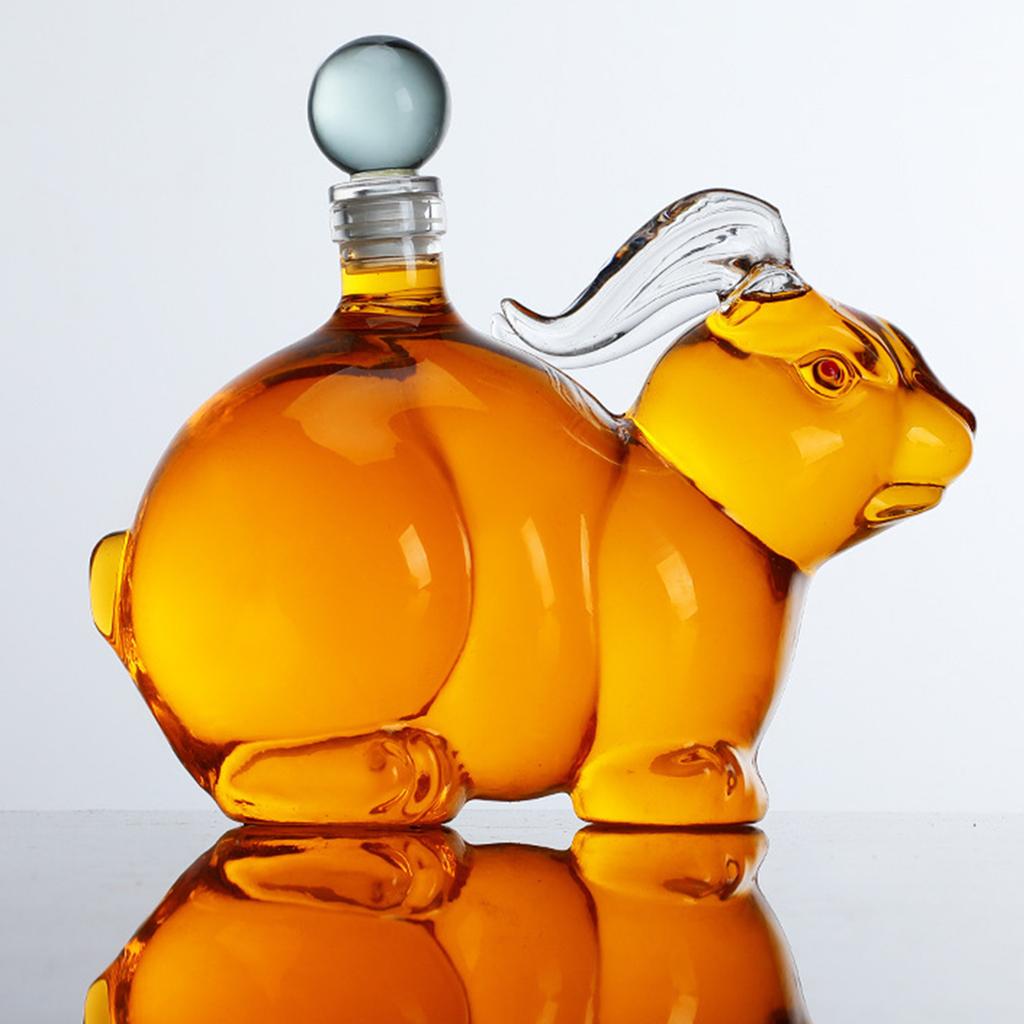 1000ml Animal Decantador Licor Decantador Bar Suprimentos Decantador De Vidro Presente Reutilizável Transparente Javali Em Forma De Estilo Para Casa Bar Festa