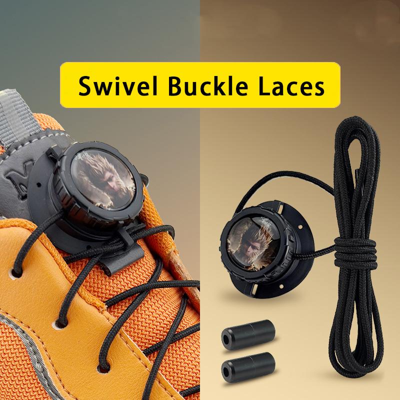 1Pair Fashion Wukong Swivel Buckle Laces Automatic Shoelaces Without Ties Sneakers No Tie Shoe Laces Kids Adult Shoelace