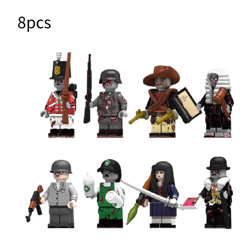 

Zombie 8pcs Halloween Toy Building Block Set Gift Cowboy Soldier Worker Judge