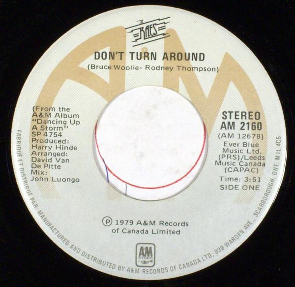 

7inch Record RAES - Don t Turn Around AM2160 A&M 1979 Canada Dance & Electronica Used