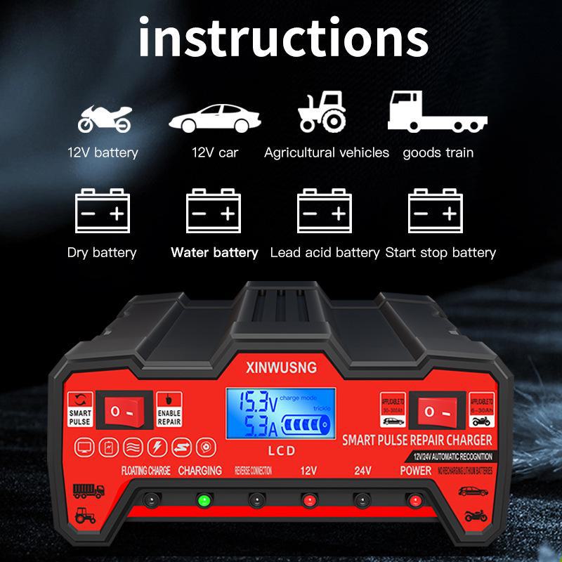 High-Power 12V/24V Intelligent Car & Truck Battery Charger