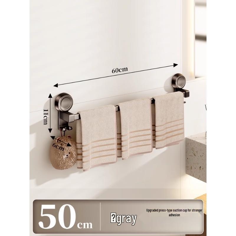 MDNG 60cm Gunmetal Grey Space Aluminum Wall-Mounted Towel Rack with Hooks