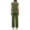 Fashion Women's Spring And Summer Short Sleeved V-neck Top Loose Wide Leg Pants Set