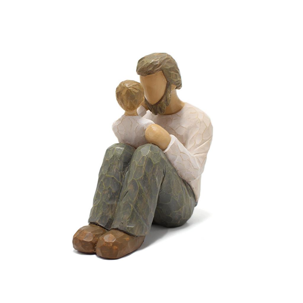 Father and Son Statue Innovative Synthetic Resin Father and Son Decorative Sculpture for Home