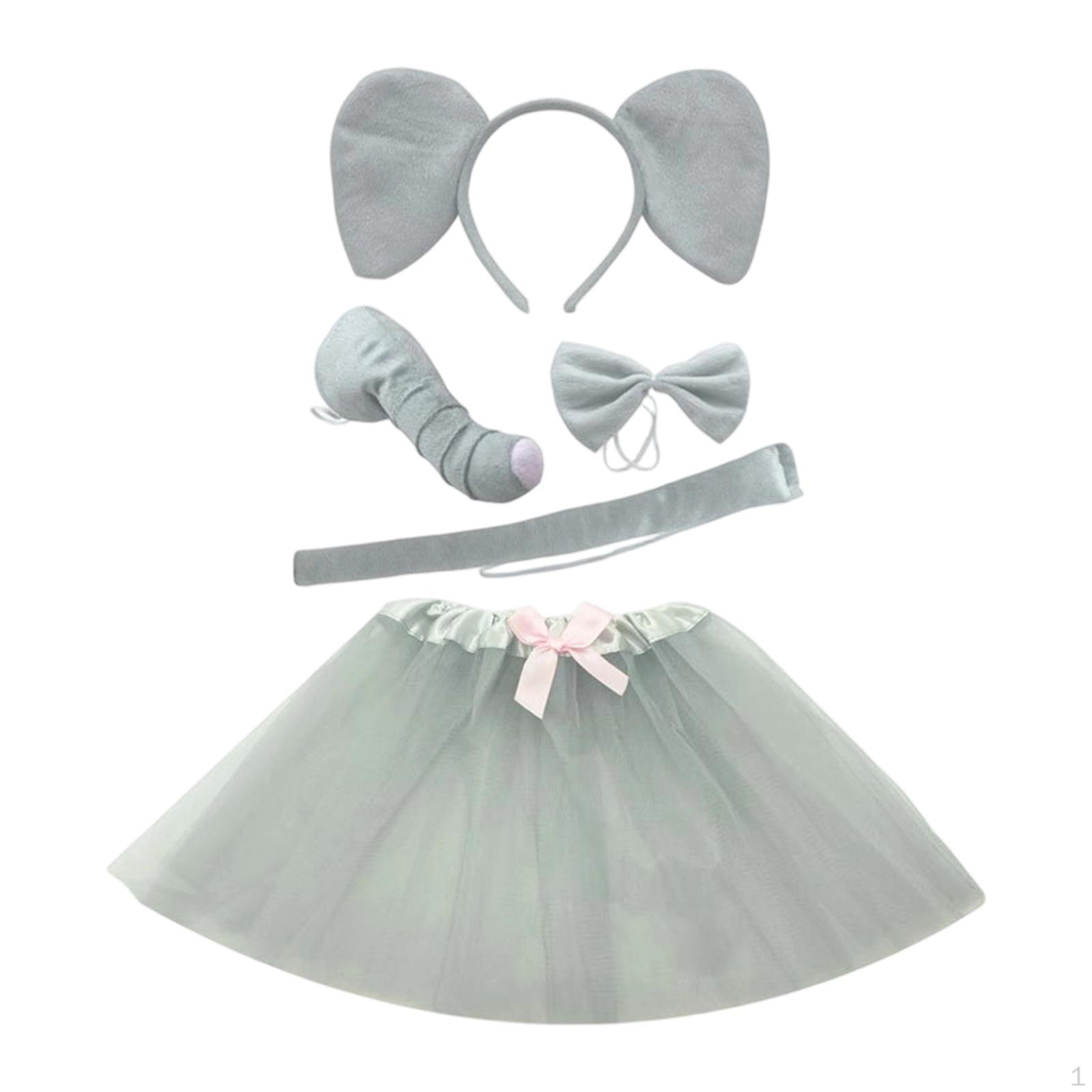 

Костюм животного слона, Уши Повязка на голову Бабочка Хвост Нос, 5 Pieces