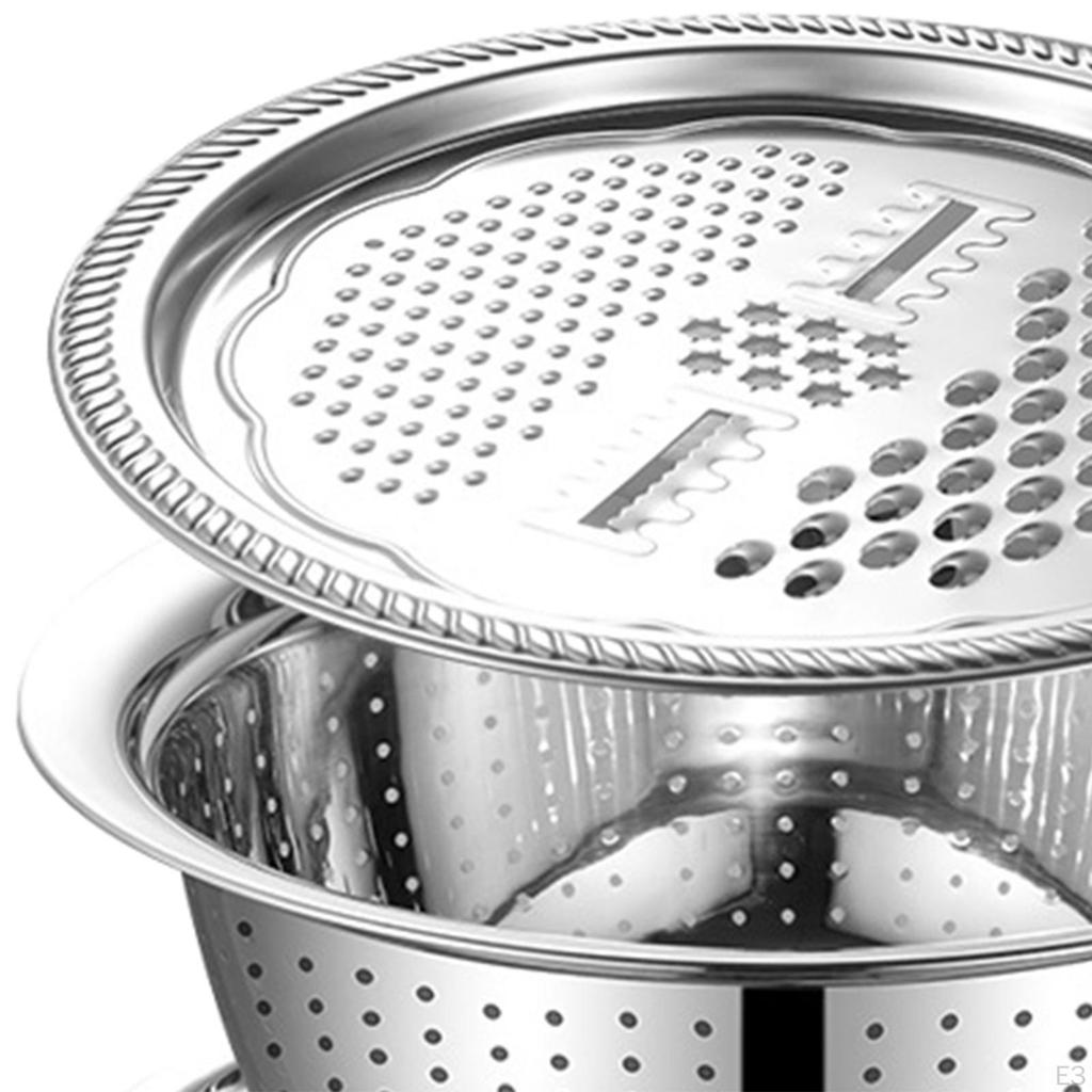 Stainless Steel Basin Kit Ginger Grater Basket Fine Mesh Portable Salad Bowl Strainer