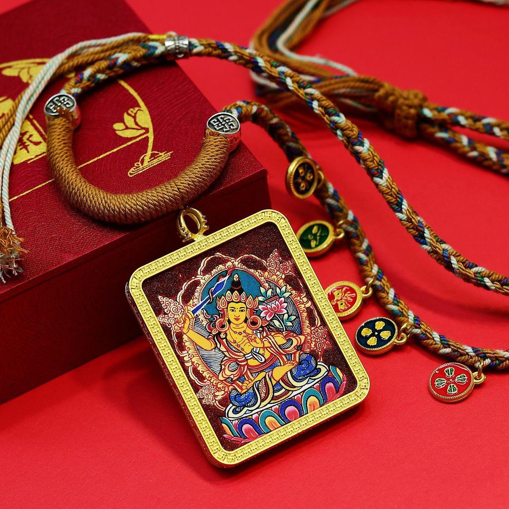 Hand-Painted Tibetan Zodiac Buddha Talisman Pendant Necklace