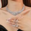 3pcs Women's Zircon Set Rhinestone Earrings Necklace New Wedding Party Luxury Fashion Accessories-4068