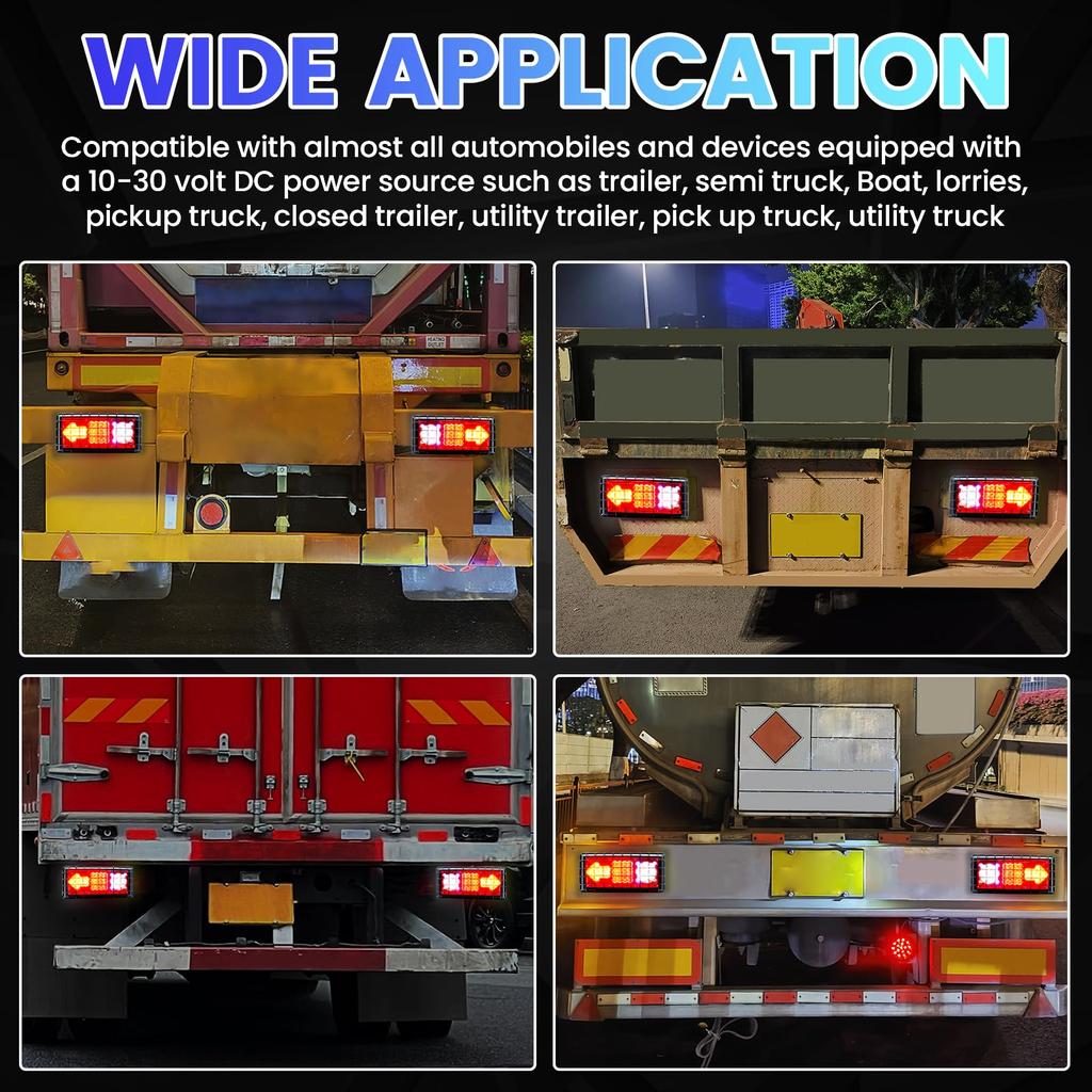 Trailer Tail Rear 3 and White Impact Arrow Impact High Truck Driving Left and Set of 2 Lamp, Light, LED, Colors, Yellow, Red, Light, Resistant, Tip,