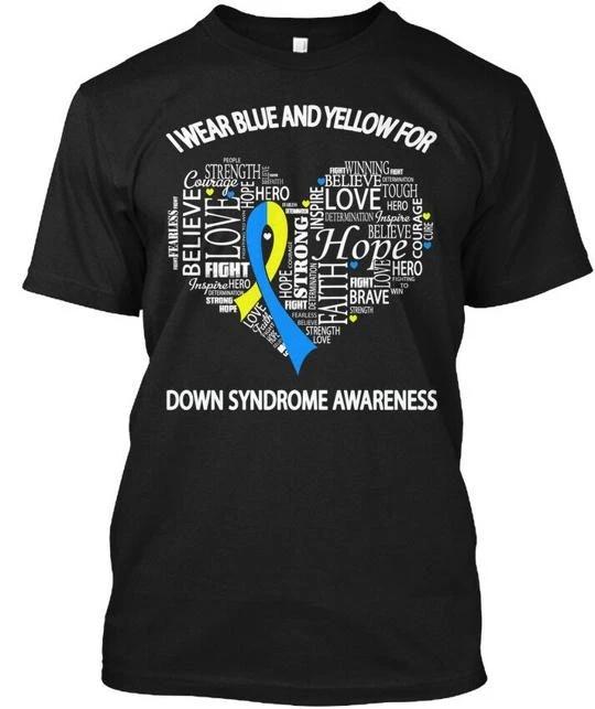 

Down Syndrome Awareness I Wear Blue Yellow Love Hope T shirt Made In USA S-5XL M