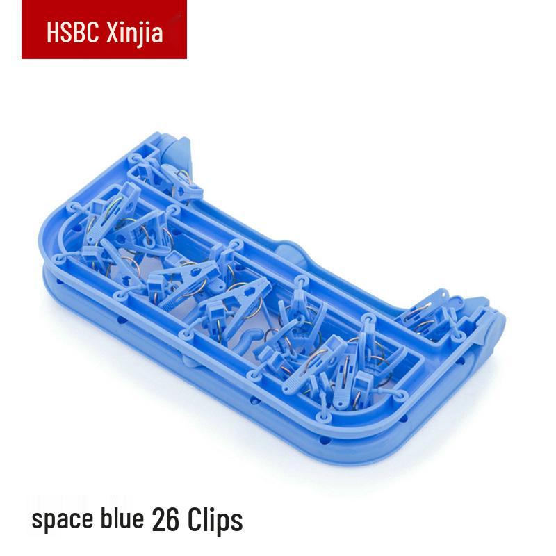 Xinjia Foldable 26-Clip Windproof Hanger for Socks, Underwear, Baby Clothes