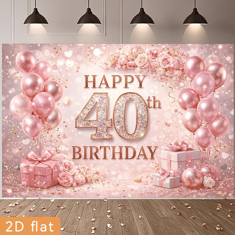 2D 40th Birthday Party Banner Background - Happy 40th Birthday Theme, Made of Polyester Material