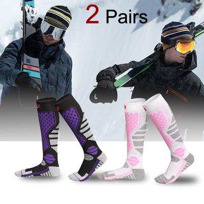 2 Pairs Women Winter Thick Sports Socks Outdoor Warmth Sweat Absorption Breathability Suitable Hiking Skating Skiing Socks