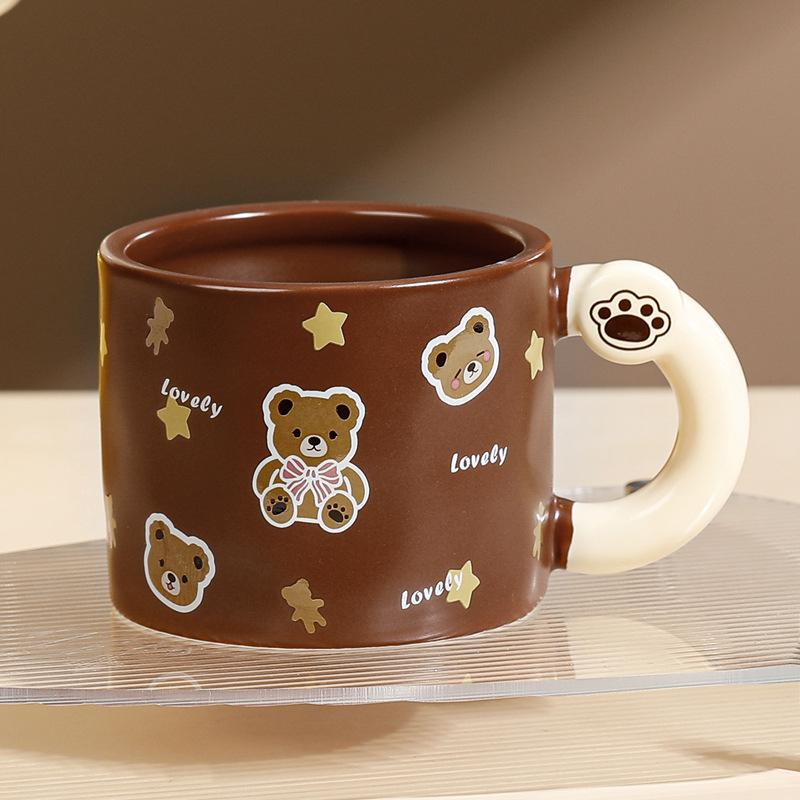 

Korean version bear mug large capacity with lid straw creative cup cute coffee cup drinking cup gift box 420ml