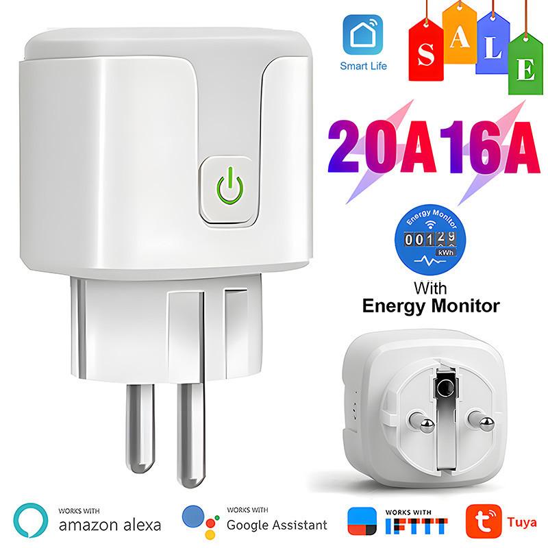

Tuya Wi-Fi art Plug 16A/20A EU art розетка с функцией мониторинга мощности, голосовое управление через Alexa Google Home
