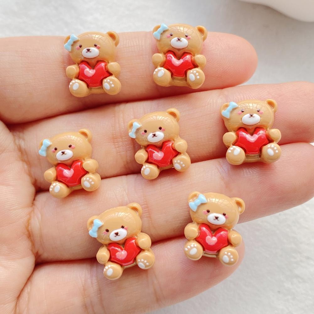 

20Pcs Cute Resin Little Bear Flat Back Ornament Jewelry Making Manicure Hairwear Accessorie кофейный