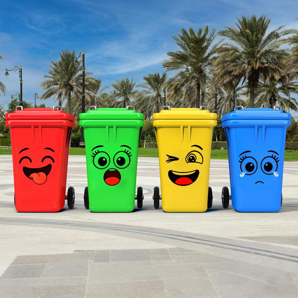 Children's Interest Environmental Protection Theme Self-adhesive Decorative Stickers for Cartoon Trash Can Storage Box