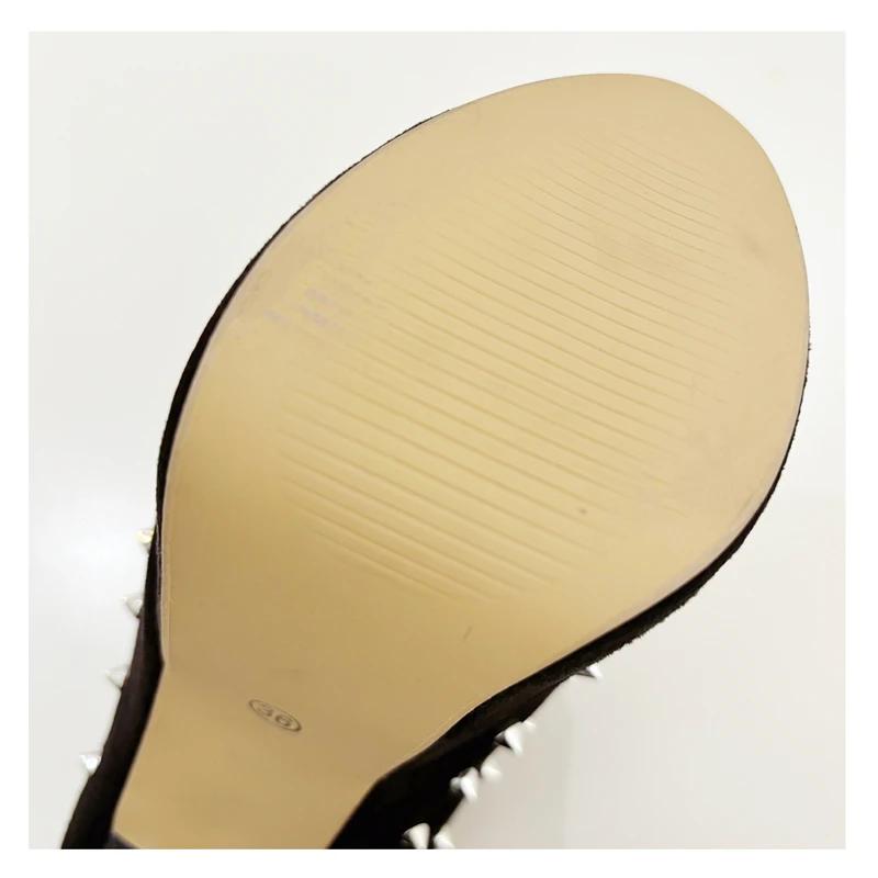 Eilyken Sexy Sommer Extreme Stiletto High Heels Plateau Damen Pantoletten Design Stil Nieten Peep Toe Party Damenschuhe