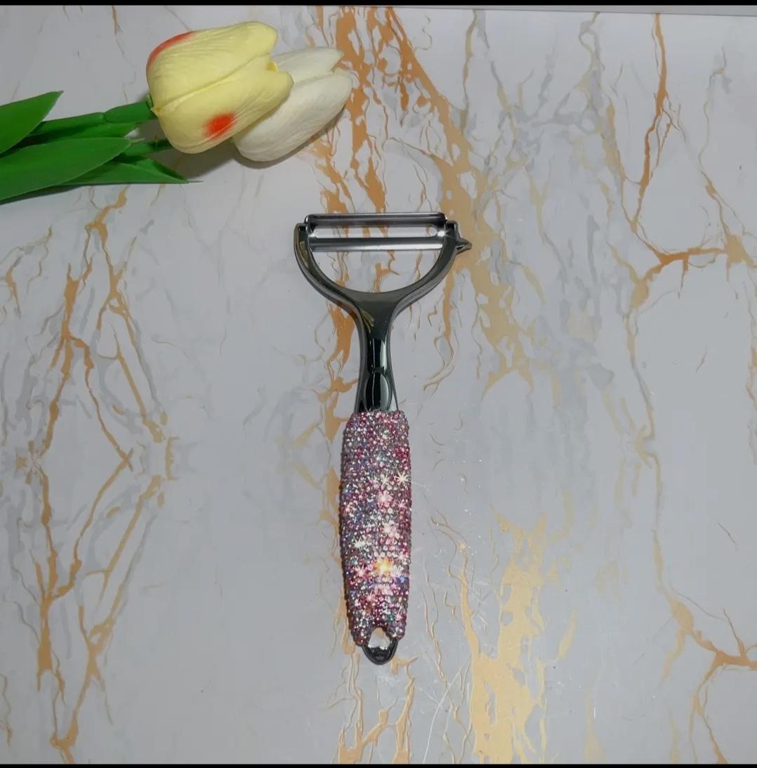 

Stainless Steel Y-Shaped Potato Apple Peeler Bling Diamond Rotatable Fruits Peeler Peeling Tool Kitchen Fruit Vegetable Gadget рожевий