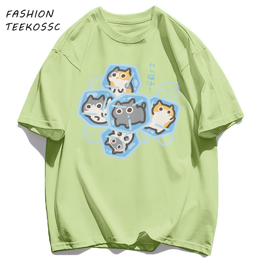 What Cat Ice Is Funny Fun Original Niche Problem Mens T Shirt Cotton Loose TShirts Summer Clothing Casual AllMatch Sportswear