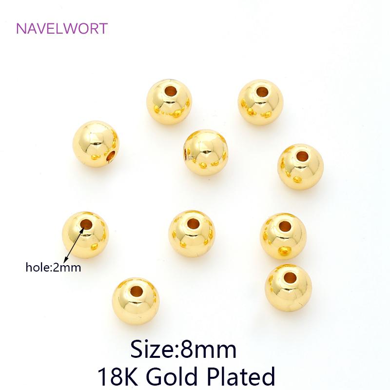 

8mm Brass Spacers Beads For Jewelry Making Supplies 18K Gold Plated Round Beads,Beads Separators,DIY Bracelets Accessories 5 pieces