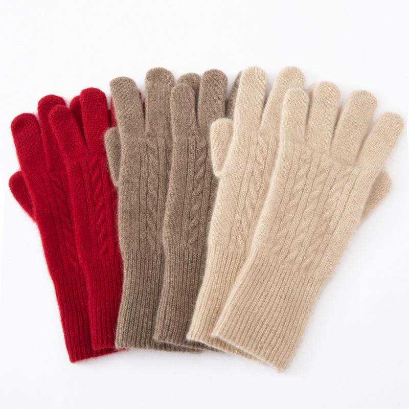 100% Pure Cashmere Extended Length Knit Gloves - Autumn/Winter Cycling Cold Protection