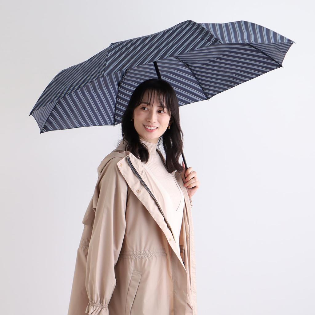 UraWaza Automatic UV Folding Deep Blue [WEB EXCLUSIVE] 3-Second Umbrella, Open/Close, One-Touch, Large, Protection, Umbrella, 60cm, Striped, 10342,