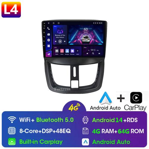 4G WiFi For Peugeot 207 207CC 206 Plus 2007-2013 Android Carplay 2 Din 9 Inch Radio GPS Navigation Multimedia Player Head Unit