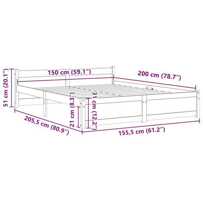 VidaXL Bed Frames Solid Wood 150x200 Cm Extra Large 815049
