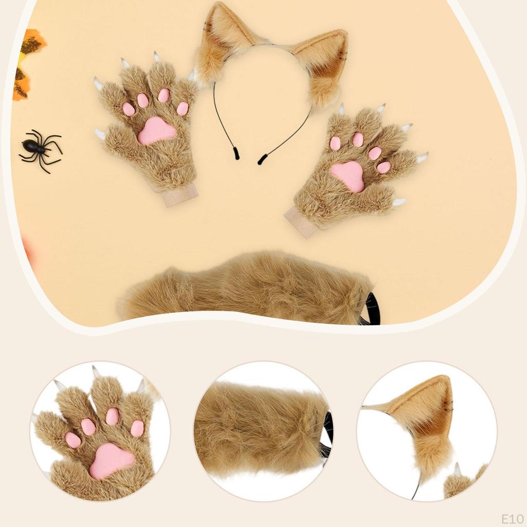 Headband Tail Gloves Set Animal Long for Birthday