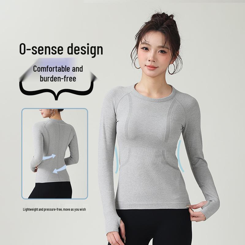Women's Yoga Slim Fit Quick Dry Long Sleeve T-Shirt - Comfortable Round Neck Fitness & Pilates Wear