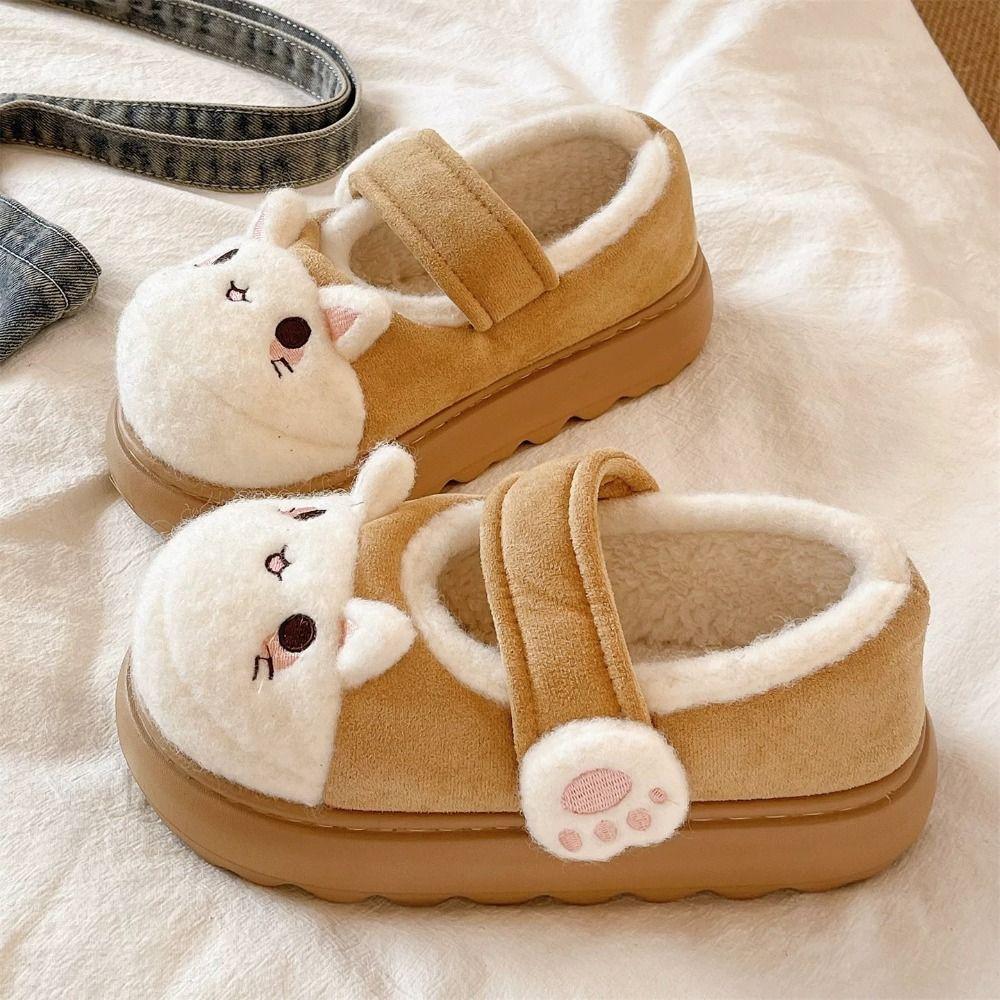 Cute Cartoon Cat Paw Shoes Anti Slip Kawaii Thick Warm Slippers Lolita Thick-sole Plush Floor Shoes Girls