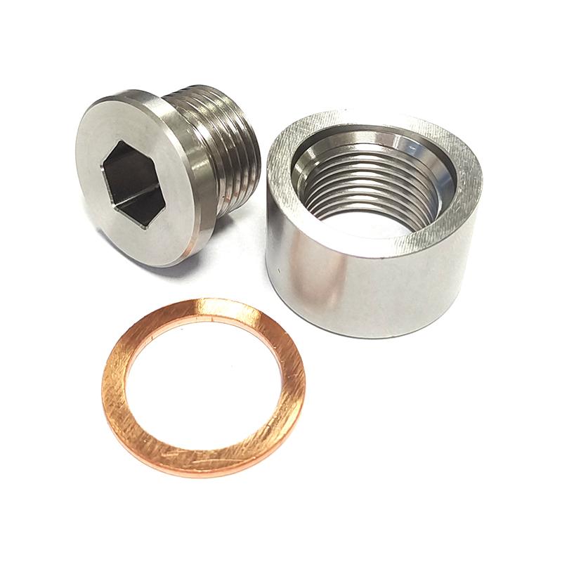 O2 Sensor Bung Stainless Steel Oxygen Mounting Bungs and Plugs Adapter M18 x 1.5 Thread Notched Style Exhaust Weld in Bung 2028