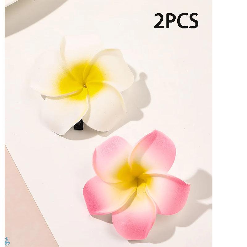 

2PCS Fashion Summer Gradient Flower Hair Claws Sweet Hair Clips Women Girl Design Headwear Retro Pearl Hairpin Hair Accessories