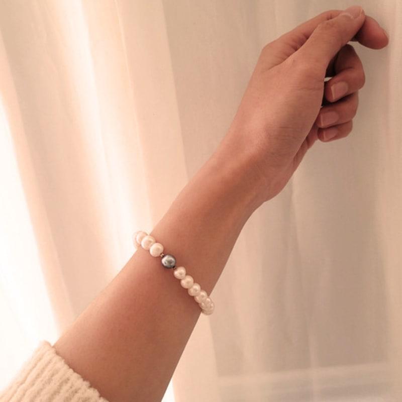 JewelCOUNTY Weißer Schnee Perlenarmband 925 Silber