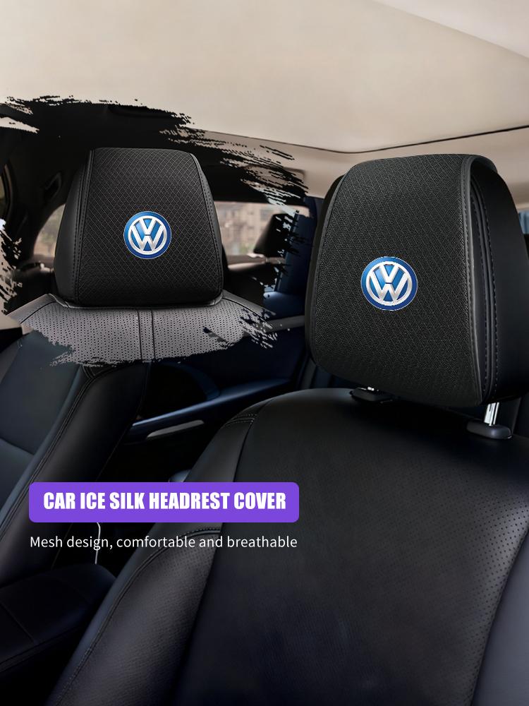 RSQ1 Valve Stems Caps Car Seat Ice Silk Headrest Pillow Case Storage Bag For Volkswagen VW Scirocco Jetta Beetle Golf Passat Polo Tig