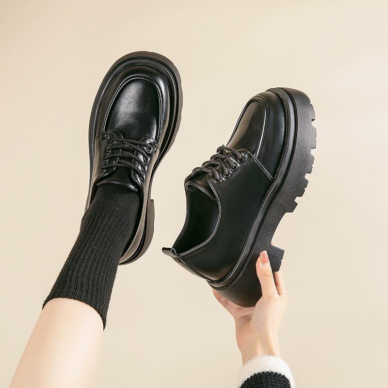 British style small leather shoes women's new autumn and winter trend loafers muffin platform single shoes
