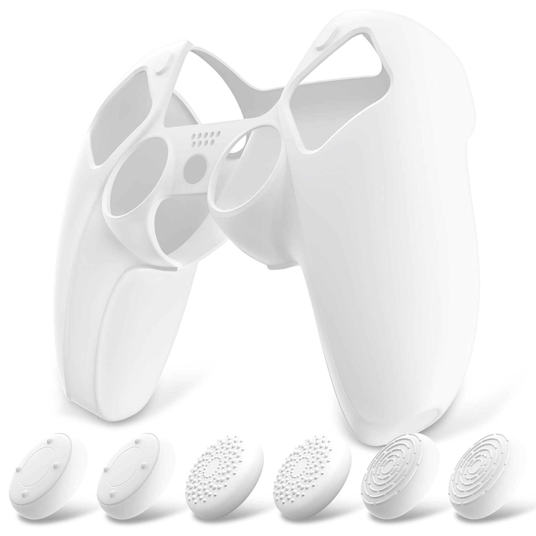 

PlayVital Pure Series PS5 Controller Compatible Protective Silicone PS5 Controller Compatible Soft Rubber Grip Case with 6 Thumbstick Can Be Used on білий