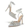 Fashion Women Shoes Designer Butterfly-knot Crystal Buckle Strap Pumps Street Style Elegant Thin High Heels for Women Stripper Prom Shoe
