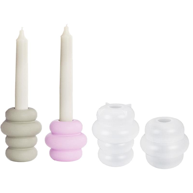 2pcs Taper Candle Holder Silicone Mold 3D Round Candlestick Castings Mould Ornament Gypsum Concrete Resin Molds Decors