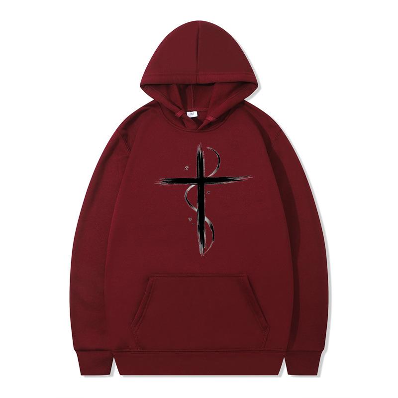 Kreuz gedruckt Neu in Hoodies Sweatshirts Harajuku Herren Sweat-Shirt Herbst reine Baumwolle Kleidung Mode lässig