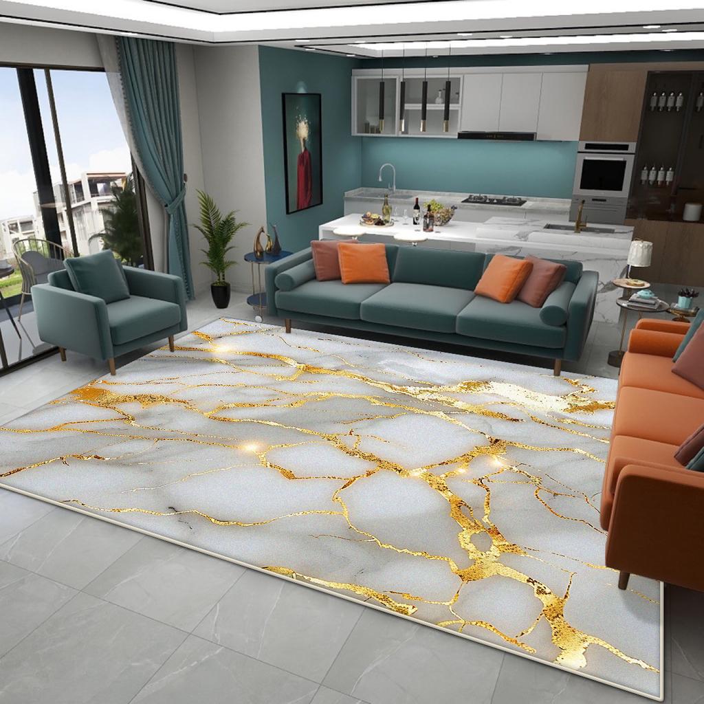 Modern Luxury Large Living Room Carpets Marble Decoration Home Washable Antiskid Rug Easy Clean Plush Bedroom Floor Mat Lounge