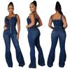 Women's European & American Fashion Casual Sexy Denim Wide-Leg Overalls