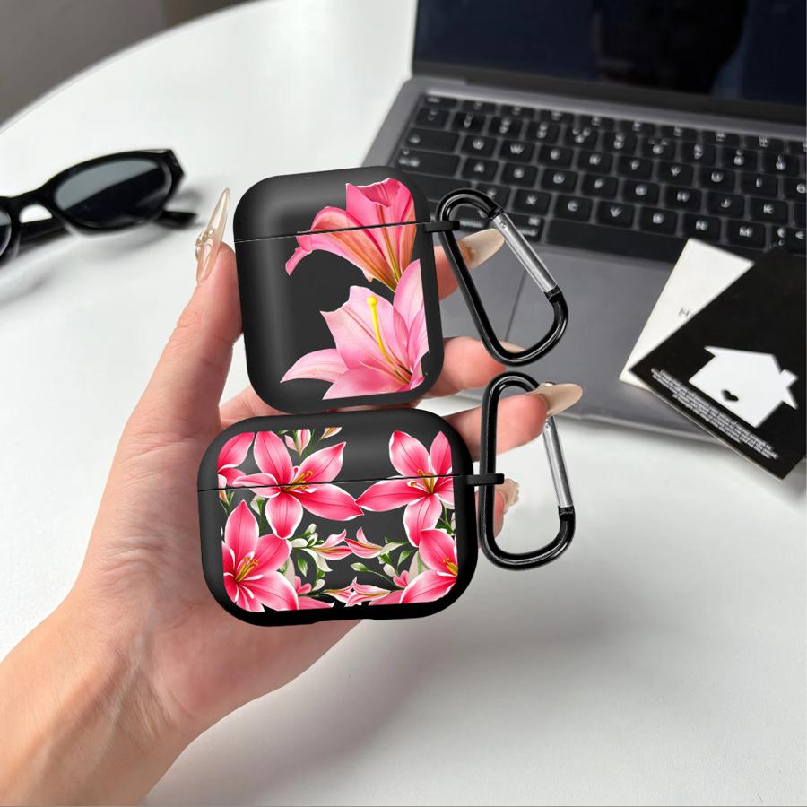 Case For Airpods 3 1 4 Pro2 2 Pro3 Pro Earphone Cases Cover Cherry Flower Print Clear Cool