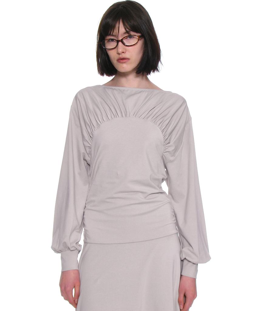 Partimento Woman Shirred Jersey Asymmetrical Dress_Stone