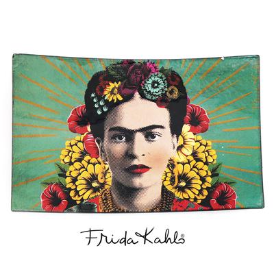 [Q9975] - Άδειο γυάλινο μπολ "Frida Kahlo" πράσινο - 23x15x3 cm