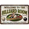 [Easy-Hang Game Room Plaque] Vintage 'Welcome To the Billiard Room' Metal Sign -  Easy-Hang Wall Art for Game Rooms & Basemen