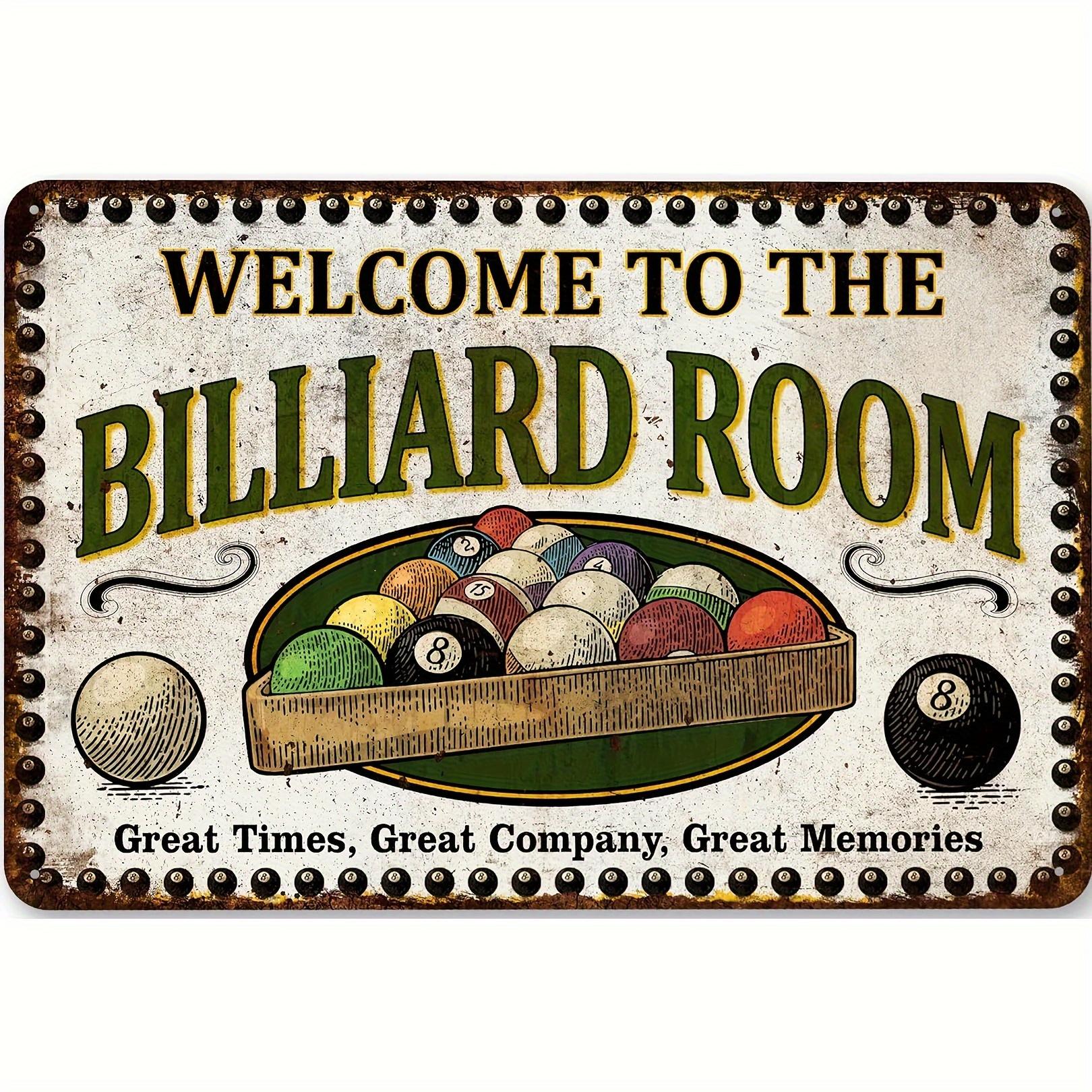 

[Easy-Hang Game Room Plaque] Vintage Welcome to the Billiard Room Metal Sign - Easy-Hang Wall Art for Game Rooms & Basemen 20x30cm（7.8x11.8inch）