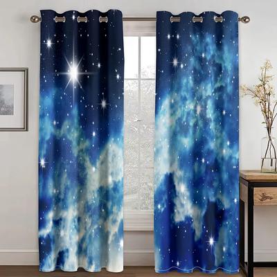 2 pièces Rideaux Étoiles Imprimés Galaxie Cosmique Mystérieuse Moderne, Traitement de Fenêtre pour Salon, Chambre à Coucher, Bureau, Cuisine, Décoration Intérieure